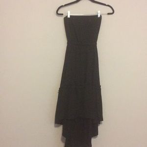 High low strapless cotton summer dress black Sz Sm